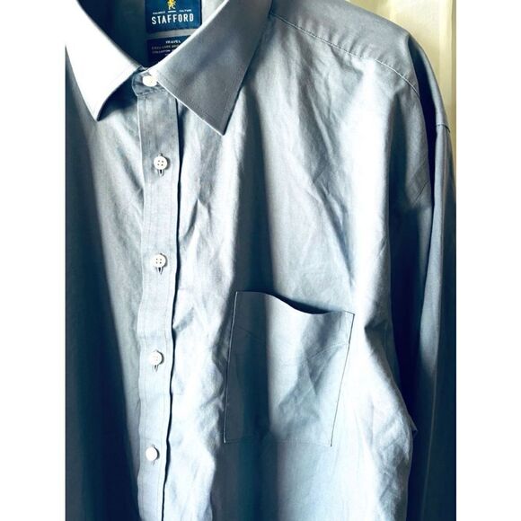 Stafford Mens 2XL Travel Easy Care Broadcloth Long Sleeve Dress Shirt •Button Up - Picture 5 of 9